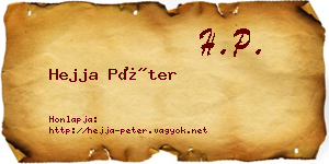 Hejja Péter névjegykártya